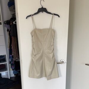 Proenza Schouler Beige Faux Leather Mini Dress